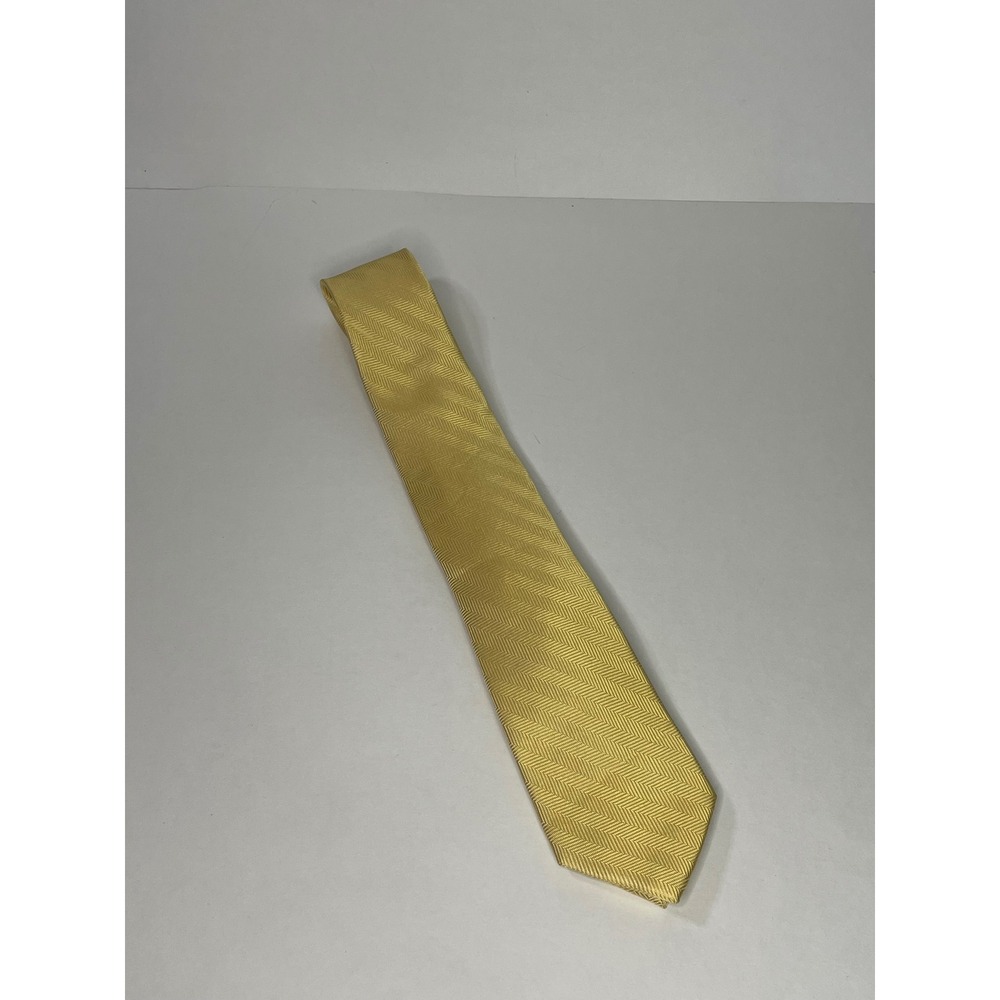 J S A Bank RESERVE‎ Mens Yellow Herringbone Necktie